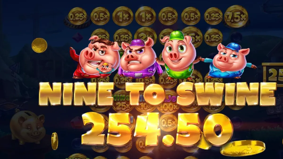 Interface do jogo Huff n Puff CollectR com porquinhos e elementos de construção